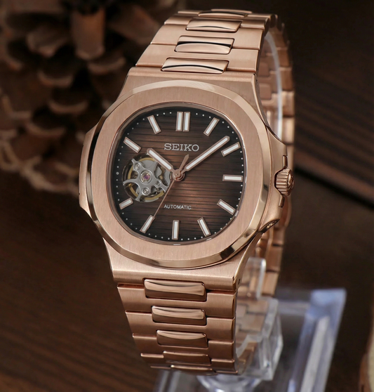 NAUTIKO ROSE GOLD CHOCOLATE OPEN HEART