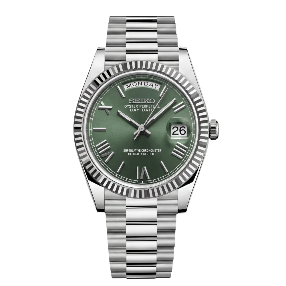 SEIKOJUST DAY-DATE MINT GREEN ROMAN
