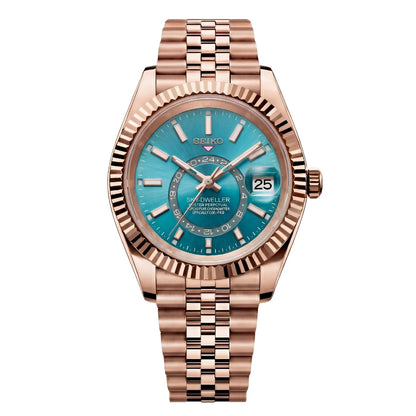 SEIKOJUST SKY-DWELLER ROSE GOLD TURQUOISE