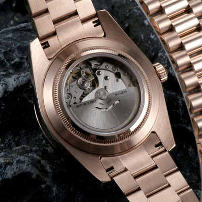 SEIKOJUST DAY-DATE CHOCOLATE ARABIC ROSE GOLD