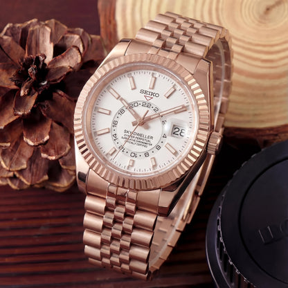 SEIKOJUST SKY-DWELLER WHITE (ROSE GOLD)